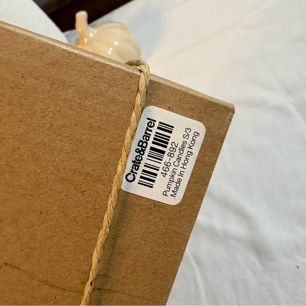 Crate&Barrel Pumpkin Candle Trio NEW IN BOX